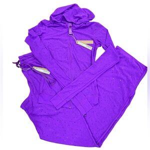 SKIMS NWT Mesh Rhinestone Vibrant Purple Violet Swim Cover-Up sz XXS